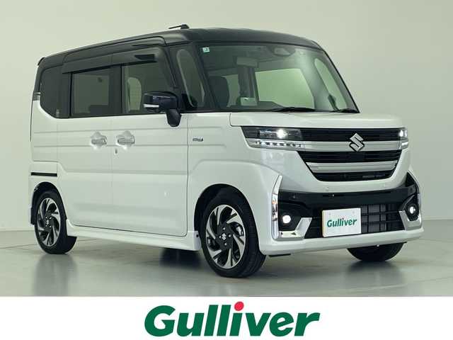 スズキ スペーシア カスタム HYBRID XS ターボ 愛知県 2025(令7)年 0.4万km ピュアホワイトパール/ブラック2トーン 純正9インチナビ/Bluetooth/フルセグTV/HDMI/USB/Android Auto/Apple CarPlay/全方位カメラ/追従クルーズコントロール/両側パワースライドドア/ヘッドアップディスプレイ/ハーフレザーシート/前席シートヒーター/ステアリングヒーター/純正フロアマット/前後ドライブレコーダー/ビルトインETC