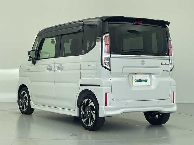 スズキ スペーシア カスタム HYBRID XS ターボ 愛知県 2025(令7)年 0.4万km ピュアホワイトパール/ブラック2トーン 純正9インチナビ/Bluetooth/フルセグTV/HDMI/USB/Android Auto/Apple CarPlay/全方位カメラ/追従クルーズコントロール/両側パワースライドドア/ヘッドアップディスプレイ/ハーフレザーシート/前席シートヒーター/ステアリングヒーター/純正フロアマット/前後ドライブレコーダー/ビルトインETC