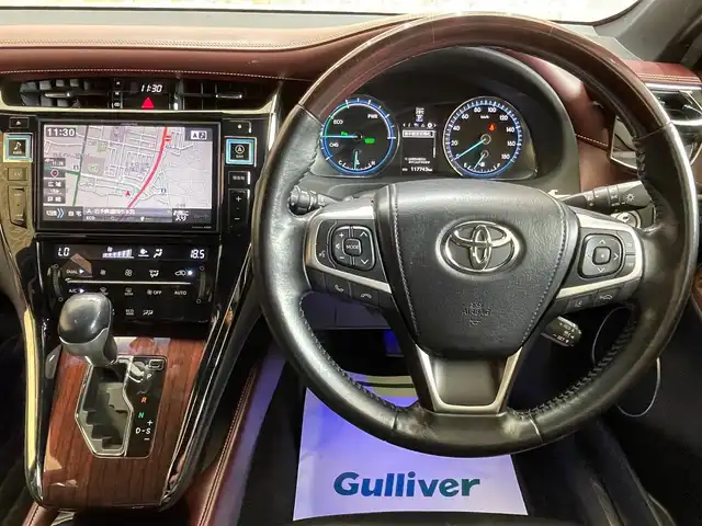 トヨタ ハリアー ハイブリッド プレミアム 岩手県 2015(平27)年 11.8万km ブラック ４WD/ALPINE９インチナビ（Bluetooth CD DVD フルセグ）/クルーズコントロール/レーンアシスト/プリクラッシュセーフティ/コーナーセンサー/MT付きAT/パワーバックドア/パワーシート/ドライブレコーダー/ETC/横滑り防止装置/オートハイビーム/バックカメラ/アイドリングストップ/車両接近通報装置/LEDヘッドライト/純正１８インチアルミホイール