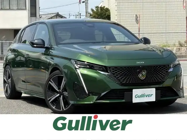 プジョー ３０８ GTハイブリッド 三重県 2022(令4)年 1.4万km 緑 ♪ワンオーナー /♪走行13504km/ターボ/充電ケーブル有/アクティブセーフティブレーキ/レーンキープアシスト/リアクロストラフィックアラート/インテリジェントハイビーム/レーダークルーズコントロール/コーナーセンサー/ハーフレザーシート/前席シートヒーター/D席メモリ付パワーシート /スマートキー×2/プッシュスタート/純正ナビ/・USB/・Bluetoothオーディオ/・Apple Car Play/・Android Auto/・バック/サイド/カーテンエアバック/・360°カメラ/ワイヤレス充電/純正18インチAW/LEDヘッドライト/リアフォグライト/オートライト/オートワイパー/ウィンカーミラー/オートリトラクタブルミラー/革巻ステアリング/ステアリングスイッチ/パドルシフト/プライバシーガラス/フロアマット/ETC/サイド/カーテンエアバック