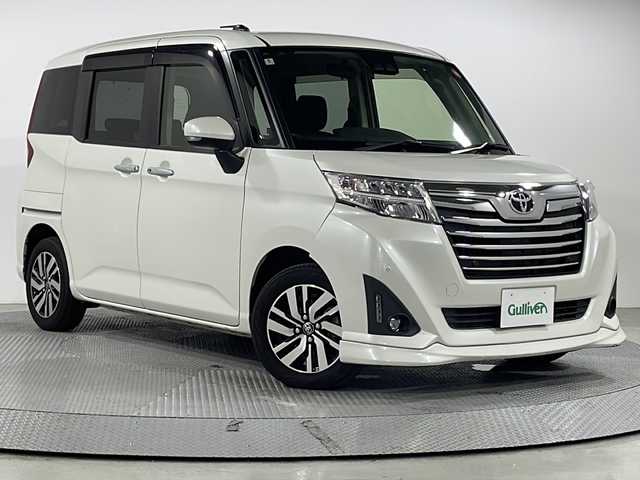 トヨタ ルーミー カスタムG 広島県 2020(令2)年 3.9万km パールホワイトⅢ 禁煙/純正ナビ/バックカメラ/両側パワースライドドア/クルーズコントロール/衝突軽減ブレーキ/車線逸脱警報/オートマチックハイビーム/コーナーセンサー/純正１４インチアルミホイール/LEDヘッドライト/スマートキー/スペアキー