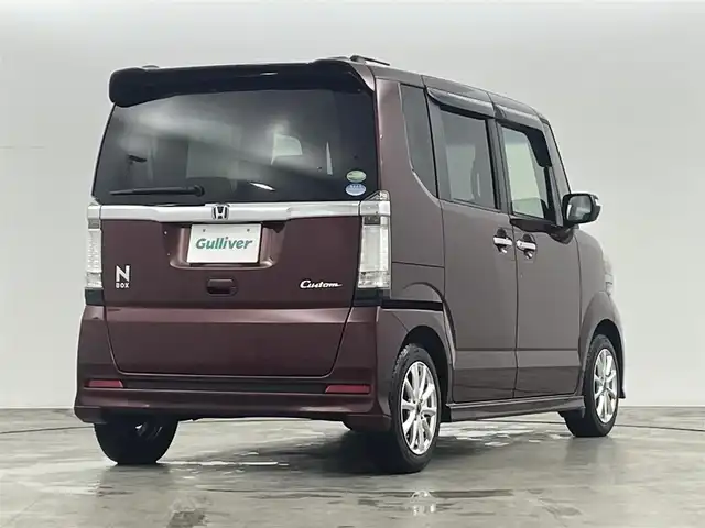 ホンダ Ｎ ＢＯＸ カスタム G Lパッケージ 福島県 2013(平25)年 6.2万km プレミアムディープロッソパール 衝突被害軽減システム/純正ナビ/【AM/FM/DVD/CD/Bluetooth/ワンセグ】/型番:VXM-128VS/バックカメラ　/ＥＴＣ　/パワースライドドア　/プッシュスタート　/・スマートキー/ＬＥＤヘッドライト　/・フォグランプ　/片側パワースライドドア/ステアリングスイッチ/・革巻きステアリング/・チルトステアリング/チップアップシート/LEDライト/・オートライト　/・フォグライト/ウィンカーミラー/純正フロアマット/アイドリングストップ