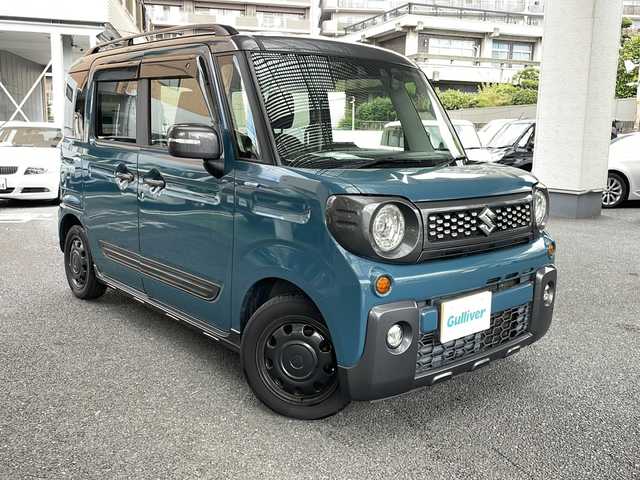 スズキ スペーシア ギア HYBRID XZ 大阪府 2021(令3)年 7万km デニムブルー ガンメタリック 2トーン 社外ナビ/ワンセグTV/Bluetoothオーディーオ/バックカメラ/両側パワースライドドア/衝突軽減システム/レーンアシスト/レーダークルーズコントロール/横滑り防止装置/スマートキー/プッシュスタート/ビルトインETC/フロントシートヒーター/スペアキー