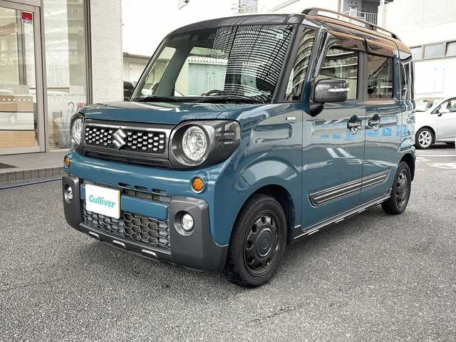 スズキ スペーシア ギア HYBRID XZ 大阪府 2021(令3)年 7万km デニムブルー ガンメタリック 2トーン 社外ナビ/ワンセグTV/Bluetoothオーディーオ/バックカメラ/両側パワースライドドア/衝突軽減システム/レーンアシスト/レーダークルーズコントロール/横滑り防止装置/スマートキー/プッシュスタート/ビルトインETC/フロントシートヒーター/スペアキー