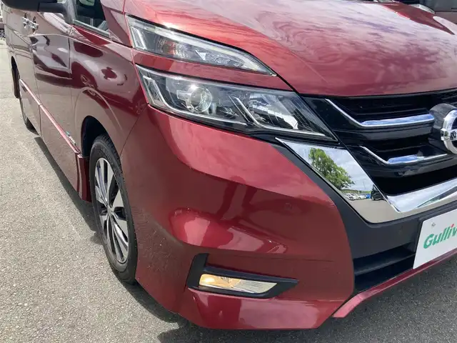 日産 セレナ ハイウェイスター プロパイロットED 静岡県 2017(平29)年 8万km マルーンレッド 2トーン エマージェンシーブレーキ/日産オリジナル9型ナビ（MM516D-L）/  ラジオ CD DVD SD Blu-ray Bluetooth/フルセグTV/フリップダウンモニター/前方ドライブレコーダー/ETC2.0/バックモニター/プロパイロット/両側パワースライドドア/電動パーキングブレーキ/オートブレーキホールド/レーンキープアシスト/LEDオートヘッドライト/フロントフォグランプ/リアロールサンシェード/純正16インチアルミホイール/純正フロアマット/インテリジェントキー×2本
