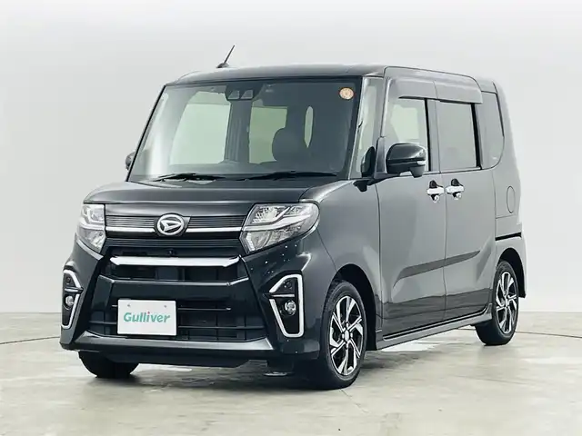 ダイハツ タント カスタム X 福島県 2021(令3)年 3.9万km ブラックマイカメタリック スマートアシスト/・衝突警報機能/・衝突回避ブレーキ機能/・ブレーキ制御付誤発進抑制機能/・車線逸脱警報機能/・先行車発進お知らせ機能/・標識認識機能/・オートハイビーム/純正メモリナビ/・型番：NMZK-W71D/・フルセグTV/BT/CD/DVD/・バックカメラ/・アラウンドビューモニター/・ETC/・ドライブレコーダー/両側パワースライドドア/コーナーセンサー/アイドリングストップ/ステアリングリモコン/ハーフレザーシート/・D+N席シートヒーター/プッシュスタート/・スマートキー/・スペアキー1本/電動格納ミラー/・ウィンカーミラー/純正フロアマット/純正14インチアルミ/ドアバイザー
