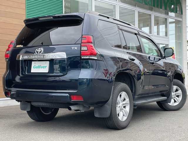 トヨタ ランドクルーザー プラド TX 静岡県 2021(令3)年 4.8万km ブラッキッシュアゲハガラスフレーク ４WD/ワンオーナー/純正SDナビ【AM/FM/BT/CD/DVD】/フルセグＴＶ/バックカメラ/ステアリングスィッチ/ＥＴＣ/スマートキー/クルーズコントロール/ルーフレール/コーナーセンサー/純正フロアマット/プッシュスタート/オートマチックハイビーム/オートライト/電格ミラー/スペアキー１/レーンキープアシスト/衝突被害軽減システム/ステアリングリモコン/横滑り防止装置/ドライブレコーダー/保証書/取扱説明書