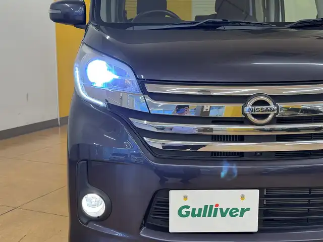 日産 デイズ ルークス ハイウェイスターターボ 群馬県 2014(平26)年 6.6万km プレミアムパープルP 純正7インチナビ/・フルセグTV/・Bluetooth/・DVD/CD/SD/・FM/AM/アラウンドビューモニター/両側パワースライドドア/ターボ/革巻きステアリング/ステアリングスイッチ/プッシュスタート/スマートキー/HIDヘッドライト/オートライト/フォグランプ/純正15インチAW/純正フロアマット/純正ドアバイザー/ETC/電動格納ウィンカーミラー/横滑り防止機能