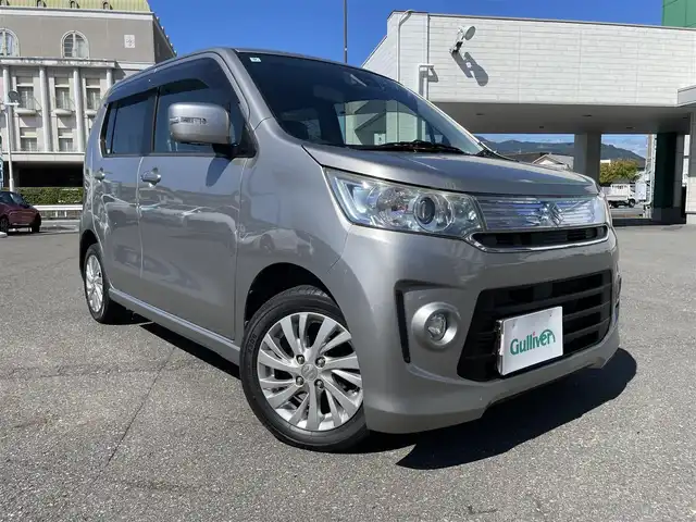 スズキ ワゴンＲ スティングレー X 静岡県 2014(平26)年 4.4万km スチールシルバーM 純正メーカーナビ/ワンセグTV/USB/Bluetooth/バックカメラ/純正エアロ/純正14インチアルミホイール/レーダーブレーキサポート/右前シートヒーター/ドライブレコーダー/ETC/HIDヘッドライト/スマートキー2個/プッシュスタート/新車時保証書/取扱説明書