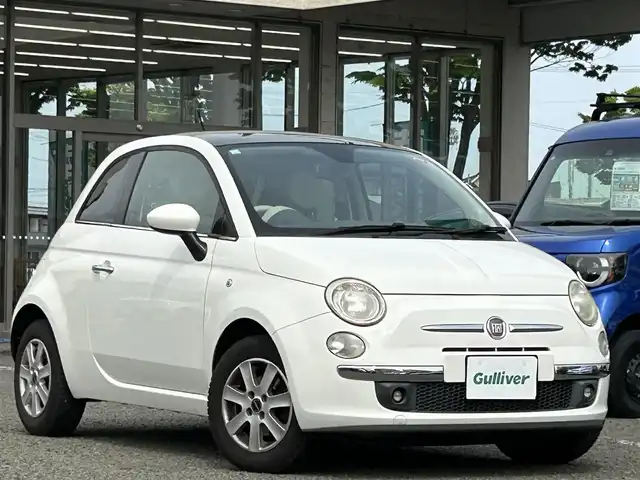 フィアット ５００ 1．4 ラウンジ 宮城県 2010(平22)年 9.2万km ボサノバホワイト 純正オーディオ/純正マット/ガラスルーフ/社外スタットレス車内積込