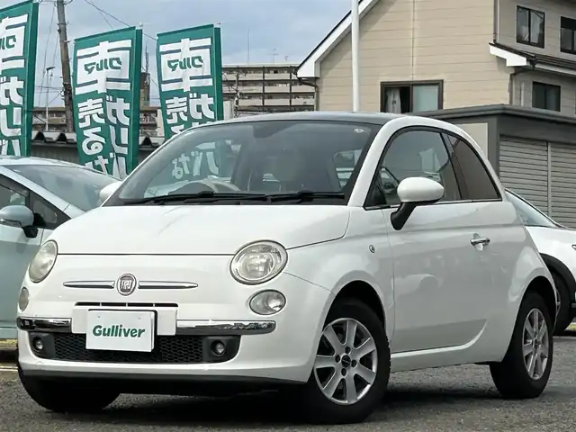 フィアット ５００ 1．4 ラウンジ 宮城県 2010(平22)年 9.2万km ボサノバホワイト 純正オーディオ/純正マット/ガラスルーフ/社外スタットレス車内積込
