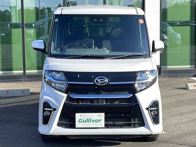 ダイハツ タント カスタム X セレクション 道東・釧路十勝 2020(令2)年 5.7万km シャイニングホワイトパール ・4WD/・ワンオーナー/・純正SDナビ/（フルセグ AM FM CD DVD USB BT）/・両側パワースライドドア/・コーナーセンサー/・LEDフォグランプ/・ベンチシート/・シートヒーターD/N/・パーキングアシスト/・アイドリングストップ/・横滑り防止機能/・衝突被害軽減システム/・オートライト/・プッシュスタート/・ドアバイザー/・エンジンスターター/・保証書/・取扱説明書