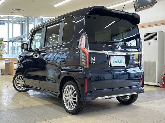 ホンダ Ｎ ＢＯＸ カスタム L ターボ 道央・札幌 2021(令3)年 3.7万km ミッドナイトブルービームM ・4WD/・純正ナビ/フルセグTV/DVD/CD/SD/BT/・バックカメラ/・純正エンジンスターター/・両側パワースライドドア/・ドライブレコーダー/・オートマチックハイビーム/・パドルシフト/・パーキングセンサー/・横滑り防止/・LEDヘッドライト/・LEDフォグ/・ハーフレザーシート/・前席シートヒーター/・ETC/・ドアバイザー/・電格ミラー/・ミラーヒーター/・シーケンシャルウインカー/・冬タイヤ社外14インチAW積込