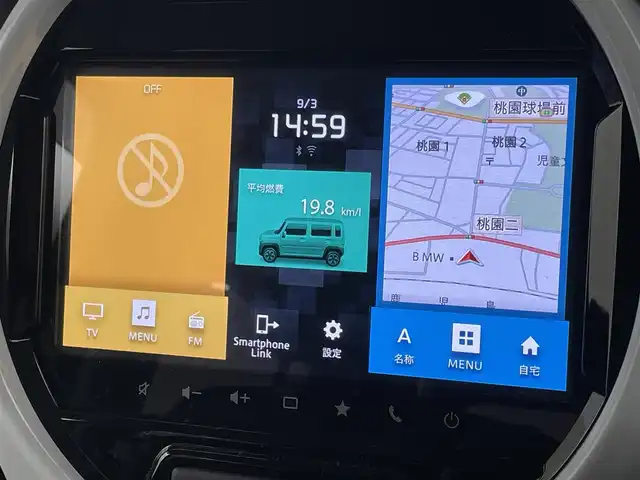 スズキ ハスラー HYBRID X 福岡県 2023(令5)年 1.5万km クールカーキパールメタリック/ソフトベージュメタリック 純正９型ナビ（ＢＴ，フルセグＴＶ）　/全方位カメラ　/ビルトインＥＴＣ　/前後ドラレコ　/アダプティブクルコン　/コーナーセンサー　/衝突軽減ブレーキ　/レーンキープ　/アイドリングストップ　/シートヒーター　/ＬＥＤ