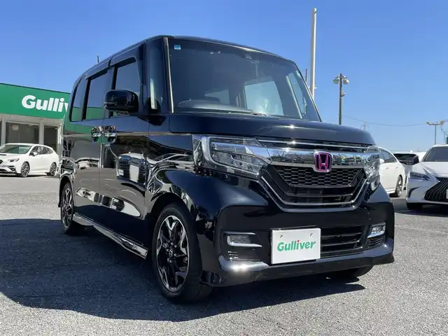 ホンダ Ｎ ＢＯＸ カスタム G EX ターボ ホンダセンシング 千葉県 2019(令1)年 4.4万km クリスタルブラックパール ホンダセンシング/・衝突軽減ブレーキ/・レーンキープアシスト/・アダプティブクルーズコントロール/社外SDナビ【MDV-D707BT】/・CD/DVD/MSV/Bluetooth/フルセグTV/バックカメラ/両後パワースライドドア/ハーフレザーシート/前席シートヒーター/パドルシフト/スマートキー/純正15インチアルミホイール/純正LEDヘッドライト/フォグランプ/ビルトインETC/本革巻きステアリング/ドアバイザー/サイド＆カーテンエアバッグ/新車時保証書＆取扱説明書