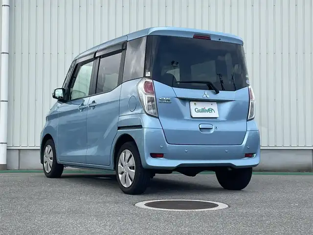 三菱 ｅＫスペース Gセーフティ プラスエディション 道東・釧路十勝 2018(平30)年 6.5万km ウィーターブルーM ４ＷＤ／/純正ナビ／/フルセグＴＶ／/Ｂｌｕｅｔｏｏｔｈ／/ＤＶＤ再生／/アラウンドビューモニター／/パワースライドドア／/スマートキー／/衝突軽減ブレーキ／/プッシュスタート／/アイドリングストップ／/冬タイヤ４本積込