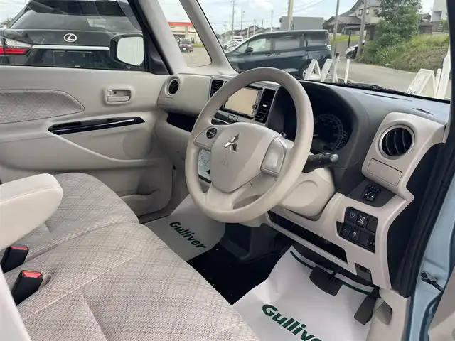 三菱 ｅＫスペース Gセーフティ プラスエディション 道東・釧路十勝 2018(平30)年 6.5万km ウィーターブルーM ４ＷＤ／/純正ナビ／/フルセグＴＶ／/Ｂｌｕｅｔｏｏｔｈ／/ＤＶＤ再生／/アラウンドビューモニター／/パワースライドドア／/スマートキー／/衝突軽減ブレーキ／/プッシュスタート／/アイドリングストップ／/冬タイヤ４本積込