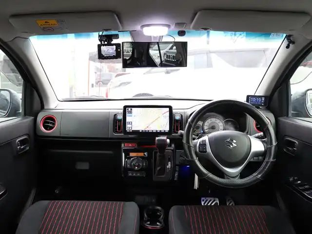 スズキ アルト ターボRS 神奈川県 2016(平28)年 7.6万km ブルーイッシュブラックパール3 TEIN車高調/HKSマフラー/15インチAW165/55R15/メモリナビ（CN-F1DVD）/ワンセグテレビ/シートヒーター/ドライブレコーダー（前後）/アイドリングストップ/ドアバイザー/プッシュスタート/ETC/保証書、取説/スペアスマートキー