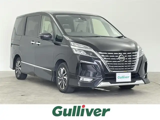 日産 セレナ ハイウェイスター V 千葉県 2022(令4)年 3.6万km ダイヤモンドブラック 禁煙車/両側電動ドア/純正エアロ（フロントスポイラー）/エマージェンシーブレーキ/・プロパイロット/・車線逸脱警報システム/・ブラインドスポットモニター/・クリアランスソナー/純正10インチメモリナビ/・CD/DVD/Bluetooth/フルセグTV/・フリップダウンモニター/・アラウンドビューモニター/・インテリジェントルームミラー/・ビルトインETC/革巻きステアリング/・ステアリングスイッチ/電子パーキング/・ブレーキホールド/純正フロアマット/純正16インチAW/オートライト/・LEDヘッドライト/・LEDフォグランプ