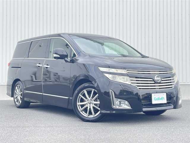 日産 エルグランド 350ハイウェイスター 群馬県 2011(平23)年 7.6万km ファントムブラック 4WD/純正HDDナビ/フルセグTV/BT、AUX、USB/フリップダウンモニター/両側パワースライドドア/wエアコン/ドライブレコーダー/ETC/全周囲カメラ(フロント、サイド、バック、)/取説、保証証、スペアキー１本