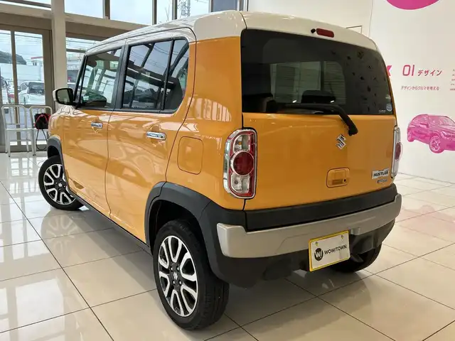 スズキ ハスラー J ターボ 埼玉県 2019(令1)年 2.6万km アクティブイエロー/ホワイト2トーンルーフ デュアルカメラブレーキサポート/8インチメモリーナビ/　　DVD/フルセグ/BT/クルーズコントロール/LEDヘッドライト/シートヒーター/純正15インチアルミホイール/パドルシフト/ETC2.0/スマートキー×2/禁煙車