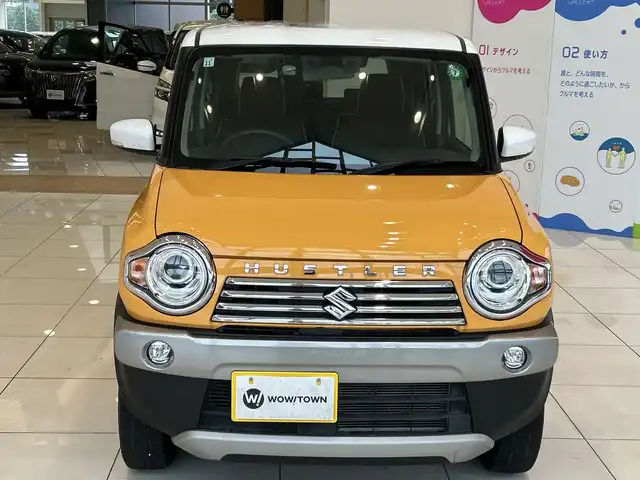 スズキ ハスラー J ターボ 埼玉県 2019(令1)年 2.6万km アクティブイエロー/ホワイト2トーンルーフ デュアルカメラブレーキサポート/8インチメモリーナビ/　　DVD/フルセグ/BT/クルーズコントロール/LEDヘッドライト/シートヒーター/純正15インチアルミホイール/パドルシフト/ETC2.0/スマートキー×2/禁煙車