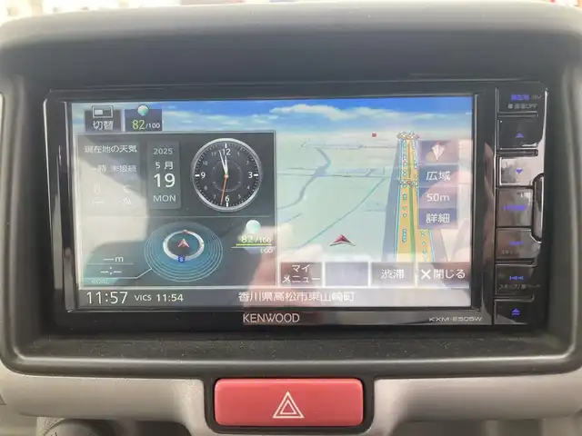 スズキ エブリイ JOIN 香川県 2021(令3)年 0.8万km クールカーキPM 登録時走行距離：7464km/ディーラーOPケンウッドナビ/　CD DVD BT フルセグTV/デュアルカメラブレーキサポート/レーンキープアシスト/クリアランスソナー/オートライト/レベライザヘッドライト/ドライブレコーダー/電動格納ミラー/純正樹脂フロアマット/ドアバイザー/リモコンキー/スペアキー/取扱説明書/新車時保証書/ワンオーナー