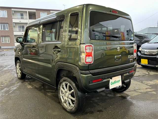 スズキ ハスラー HYBRID G 道東・釧路十勝 2021(令3)年 4.4万km クールカーキPM 4WD/ワンオーナー/社外メモリーナビ/  (DVD/CD/フルセグTV/Bluetooth)/バックカメラ/衝突軽減ブレーキ/レーンキープアシスト/コーナーセンサー/アイドリングストップ/横滑り防止装置/ステアリングリモコン/前席シートヒーター/ミラーヒーター/電動格納ミラー/ドライブレコーダー前後/運転席シートリフター/純正フロアマット/ドアバイザー/ヘッドライトレベライザー/スマートキー/エンジンプッシュスタート/取扱説明書/保証書/ナビ取説/社外15インチアルミホイール/冬タイヤ積み込み/  (165/60r15、4mm、2020年製)