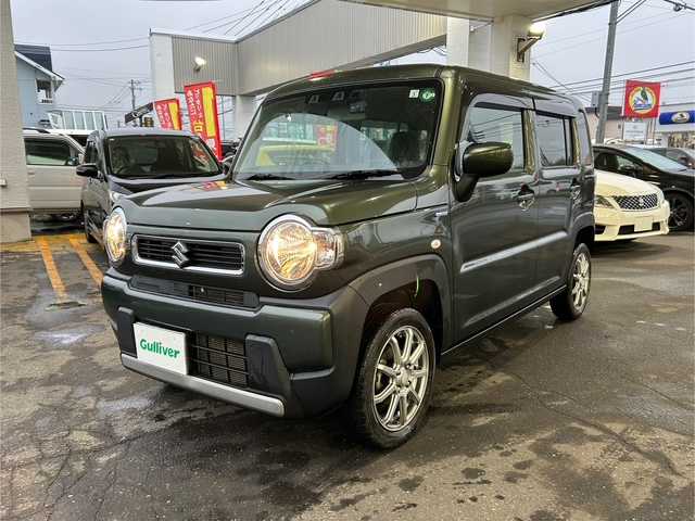 スズキ ハスラー HYBRID G 道東・釧路十勝 2021(令3)年 4.4万km クールカーキPM 4WD/ワンオーナー/社外メモリーナビ/  (DVD/CD/フルセグTV/Bluetooth)/バックカメラ/衝突軽減ブレーキ/レーンキープアシスト/コーナーセンサー/アイドリングストップ/横滑り防止装置/ステアリングリモコン/前席シートヒーター/ミラーヒーター/電動格納ミラー/ドライブレコーダー前後/運転席シートリフター/純正フロアマット/ドアバイザー/ヘッドライトレベライザー/スマートキー/エンジンプッシュスタート/取扱説明書/保証書/ナビ取説/社外15インチアルミホイール/冬タイヤ積み込み/  (165/60r15、4mm、2020年製)