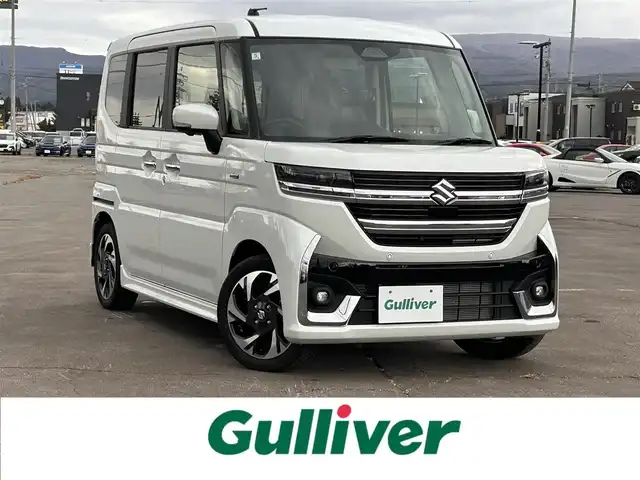 スズキ スペーシア カスタム HYBRID XS ターボ 道南・函館 2024(令6)年 1.2万km ピュアホワイトP /純正ナビ//フルセグTV//全方位カメラ//スズキセーフティーサポート//デュアルセンサーブレーキサポート//ふらつき警報//車線逸脱抑制//発進お知らせ//両側パワースライドドア//ハーフレザーシート//前席シートヒーター//革巻きステアリング//ハンドルヒーター//パドルシフト//クルーズコントロール//横滑り防止//アイドリングストップ//LEDヘッドライト//フォグランプ
