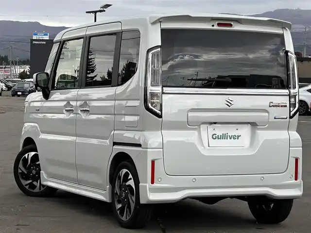 スズキ スペーシア カスタム HYBRID XS ターボ 道南・函館 2024(令6)年 1.2万km ピュアホワイトP /純正ナビ//フルセグTV//全方位カメラ//スズキセーフティーサポート//デュアルセンサーブレーキサポート//ふらつき警報//車線逸脱抑制//発進お知らせ//両側パワースライドドア//ハーフレザーシート//前席シートヒーター//革巻きステアリング//ハンドルヒーター//パドルシフト//クルーズコントロール//横滑り防止//アイドリングストップ//LEDヘッドライト//フォグランプ