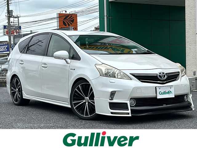 トヨタ プリウス α S ツーリングセレクション 茨城県 2013(平25)年 11.8万km ホワイトパールクリスタルシャイン 純正ＳＤナビ/バックカメラ/ビルトインＥＴＣ/ドライブレコーダー/フルセグＴＶ/ＣＤ/ＤＶＤ/Ｂｌｕｅｔｏｏｔｈ/ＵＳＢ/純正フロアマット/社外エアロ/社外アルミホイール/オートライト　
