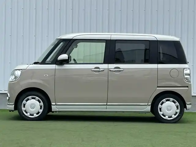 ダイハツ ムーヴ キャンバス G メイクアップ リミテッド　SAⅢ 香川県 2022(令4)年 2.5万km パールホワイトⅢ/ナチュラルベージュマイカメタリック 2トーン 登録時走行距離：24170ｋｍ/純正SDナビゲーション/→AM/FM/フルセグTV/Bluetooth/全方向カメラ/ETC/ステアリングリモコン/シートヒーター/両側パワースライドドア/LEDオートライト/フォグランプ/オートハイビーム/ブレーキアシスト/横滑り防止装置/レーンキープアシスト/プッシュスタート/スマートキー