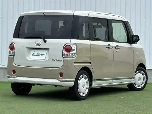 ダイハツ ムーヴ キャンバス G メイクアップ リミテッド　SAⅢ 香川県 2022(令4)年 2.5万km パールホワイトⅢ/ナチュラルベージュマイカメタリック 2トーン 登録時走行距離：24170ｋｍ/純正SDナビゲーション/→AM/FM/フルセグTV/Bluetooth/全方向カメラ/ETC/ステアリングリモコン/シートヒーター/両側パワースライドドア/LEDオートライト/フォグランプ/オートハイビーム/ブレーキアシスト/横滑り防止装置/レーンキープアシスト/プッシュスタート/スマートキー