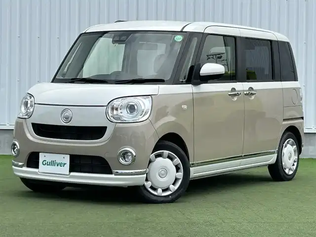 ダイハツ ムーヴ キャンバス G メイクアップ リミテッド　SAⅢ 香川県 2022(令4)年 2.5万km パールホワイトⅢ/ナチュラルベージュマイカメタリック 2トーン 登録時走行距離：24170ｋｍ/純正SDナビゲーション/→AM/FM/フルセグTV/Bluetooth/全方向カメラ/ETC/ステアリングリモコン/シートヒーター/両側パワースライドドア/LEDオートライト/フォグランプ/オートハイビーム/ブレーキアシスト/横滑り防止装置/レーンキープアシスト/プッシュスタート/スマートキー