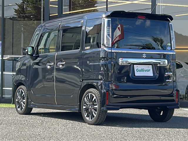 スズキ スペーシア カスタム HYBRID XS 大阪府 2020(令2)年 6.9万km ブルーイッシュブラックパール3 衝突軽減システム　両側パワースライドドア　７型ナビ　フルセグＴＶ　ＤＶＤ　ＣＤ　ＢＴ　バックカメラ　レーダークルーズコントロール　ハーフレザー　運転席温席　前方ドライブレコーダー　ＬＥＤヘッドライト 純正フロアマット　純正アルミホイール　スマートキー　プッシュスタート　取扱説明書　オートライト