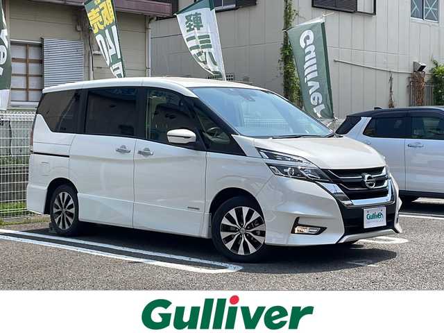 日産 セレナ ハイウェイスターVセレクションⅡ 兵庫県 2019(平31)年 4.5万km ブリリアントホワイトパール ワンオーナー/9インチ純正ナビ/フルセグTV/Bluetooth/CD/DVD/バックカメラ/両側パワースライドドア/インテリジェントエマージェンシーブレーキ/LDW(車線逸脱警報)/LEDヘッドランプ/オートライト/シートバックポケット（運転席/助手席）/2列目超ロングスライドシート/横スライドシート/スライド機構付スマートアップ3列目シート/クルーズコントロール/ETC/取扱説明書・保証書