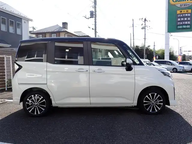 トヨタ ルーミー カスタムG－T 千葉県 2025(令7)年 0.1千km ブラックマイカメタリック/パールホワイト2トーン 【登録済未使用車】/【ブラック&パールホワイト３（X99）】/コンフォートパッケージ/純正9インチディスプレイオーディオ/・フルセグTV/Bluetooth/パノラミックビューモニター/バックカメラ/両側パワースライドドア/プッシュスタート/スマートキー2本/前席シートヒーター/スマートアシスト/・衝突警報機能/・衝突回避支援ブレーキ機能/・ブレーキ制御付誤発進抑制機能/・車線逸脱警報機能/・路側逸脱警報機能/・先行車発進お知らせ機能/・標識認識機能/・アダプティブクルーズコントロール/純正15インチAW/LEDヘッドライト/フォグライト/取扱説明書/保証書/