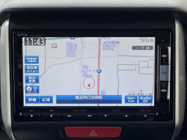 ホンダ Ｎ ＢＯＸ カスタム G Lパッケージ 滋賀県 2015(平27)年 4.9万km ポリッシュドメタルメタリック 両側パワースライドドア/社外7インチナビ【VXM-152VFi】/（AM/FM/CD/DVD/ワンセグ/Bluetooth/USB）/ドライブレコーダー/バックカメラ/ホンダセンシング/・プリクラッシュブレーキアシスト/・ヒルスタート（坂道発進）アシスト/・TCS（トラクションコントロールシステム）/・VDC（ビークルダイナミクスコントロール）/・ABS（アンチロックブレーキシステム）/・バックビューモニター/・盗難防止アラーム	/電動格納ミラー/アイドリングストップ/ステアリングスイッチ/オートライト/キセノンヘッドライト/フロントフォグ/フルオートエアコン/シガーソケット/プッシュスタート/スマートキー/純正フロアマット/純正ドアバイザー