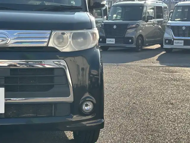 ダイハツ タント カスタム RS 広島県 2013(平25)年 8.7万km ブラックマイカメタリック ターボ/純正ナビ/「CD/DVD/Bluetooth」/フルセグTV/ETC/パワースライドドア/左側センターピラーレス/スマートキー/HIDヘッドライト/フォグランプ/純正15インチAW/アイドリングストップ/純正フロアマット/保証書/取扱説明書