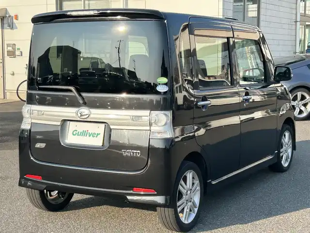 ダイハツ タント カスタム RS 広島県 2013(平25)年 8.7万km ブラックマイカメタリック ターボ/純正ナビ/「CD/DVD/Bluetooth」/フルセグTV/ETC/パワースライドドア/左側センターピラーレス/スマートキー/HIDヘッドライト/フォグランプ/純正15インチAW/アイドリングストップ/純正フロアマット/保証書/取扱説明書