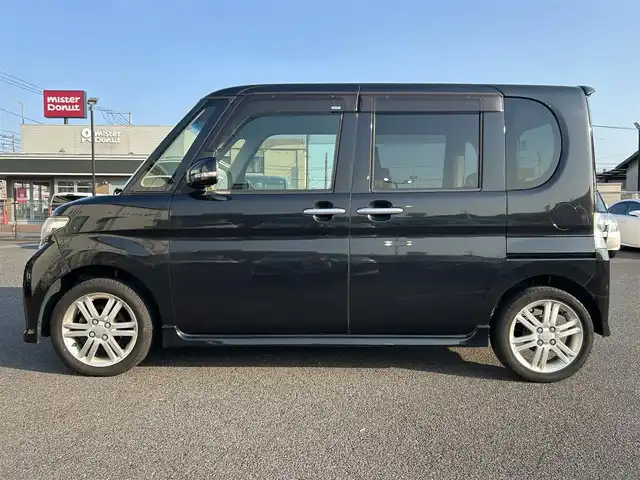 ダイハツ タント カスタム RS 広島県 2013(平25)年 8.7万km ブラックマイカメタリック ターボ/純正ナビ/「CD/DVD/Bluetooth」/フルセグTV/ETC/パワースライドドア/左側センターピラーレス/スマートキー/HIDヘッドライト/フォグランプ/純正15インチAW/アイドリングストップ/純正フロアマット/保証書/取扱説明書