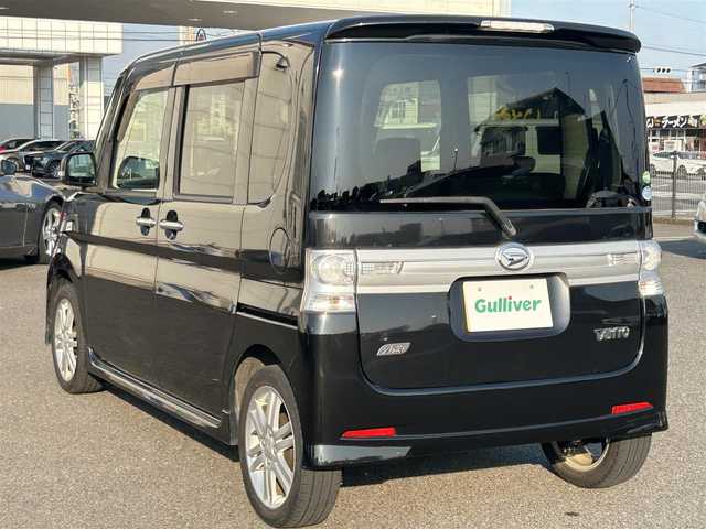 ダイハツ タント カスタム RS 広島県 2013(平25)年 8.7万km ブラックマイカメタリック ターボ/純正ナビ/「CD/DVD/Bluetooth」/フルセグTV/ETC/パワースライドドア/左側センターピラーレス/スマートキー/HIDヘッドライト/フォグランプ/純正15インチAW/アイドリングストップ/純正フロアマット/保証書/取扱説明書