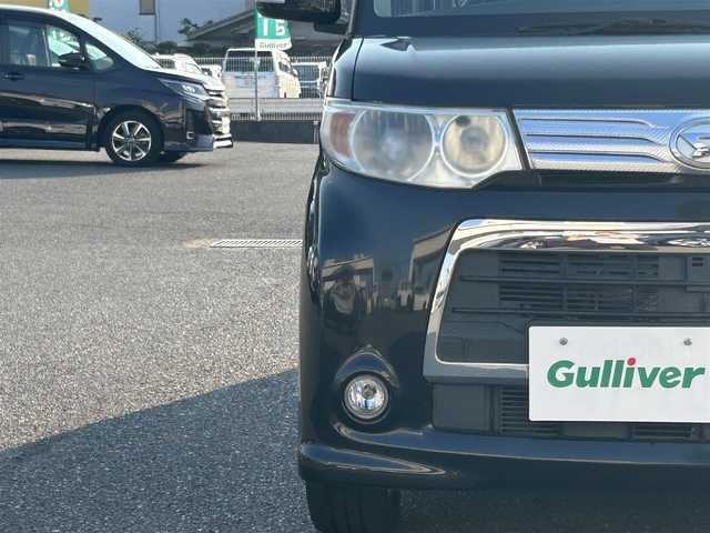 ダイハツ タント カスタム RS 広島県 2013(平25)年 8.7万km ブラックマイカメタリック ターボ/純正ナビ/「CD/DVD/Bluetooth」/フルセグTV/ETC/パワースライドドア/左側センターピラーレス/スマートキー/HIDヘッドライト/フォグランプ/純正15インチAW/アイドリングストップ/純正フロアマット/保証書/取扱説明書