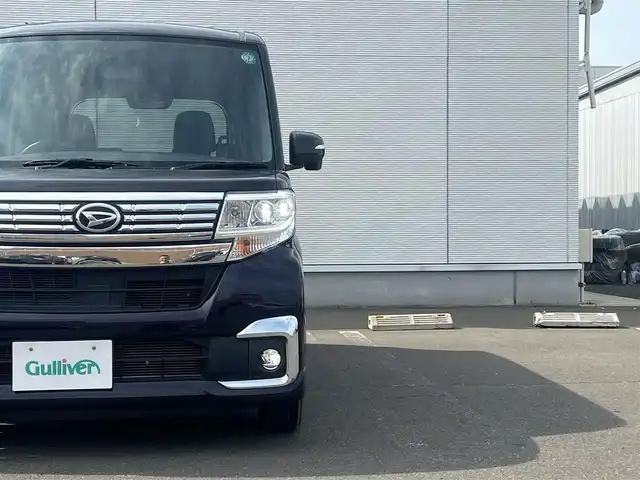 ダイハツ タント カスタム X 秋田県 2017(平29)年 9.8万km ナイトシャドーパープルクリスタルM ４WD/社外オーディオ（AM/FM/CD)/LEDヘッドライト/社外アルミ/スマートキー/アイドリングストップ/プッシュスタート/運転席シートヒーター/ステアリングスイッチ/純正フロアマット/純正ドアバイザー/オートライト/オートエアコン/パワーステアリング/パワーウィンドウ/横滑り防止/盗難防止装置/寒冷地仕様/電動格納ウィンカーミラー/保証書/取扱説明書/記録簿