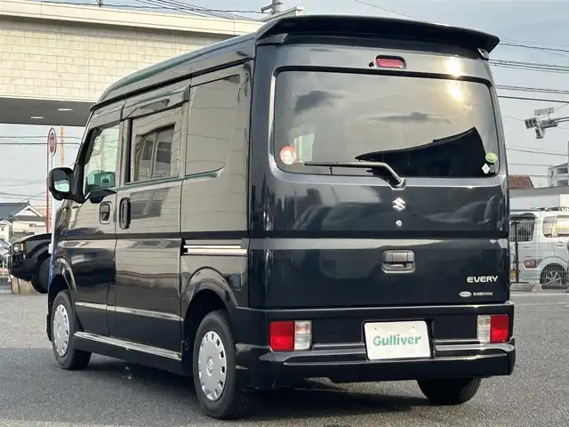 スズキ エブリイ JOINターボ 広島県 2018(平30)年 5.7万km ブルーイッシュブラックパール3 純正メモリナビ（CN-RZ73W）/　（フルセグテレビ/フルセグテレビ/Bluetooth/CD/DVD/AM/FM）/社外エアロパーツ/ETC/フロアマット/HIDヘッドライト/フォグランプ/両側スライドドア/エアコン/ダブルエアバック/スペアキー/パワーステアリング/パワーウィンドウ/取扱説明書/リモコンキー