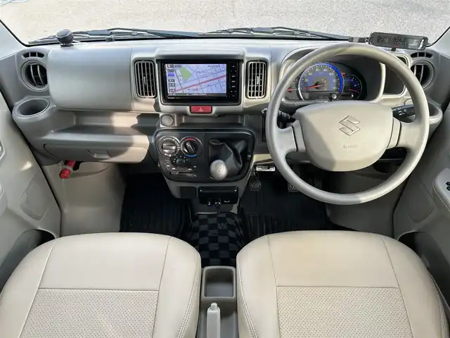 スズキ エブリイ JOINターボ 広島県 2018(平30)年 5.7万km ブルーイッシュブラックパール3 純正メモリナビ（CN-RZ73W）/　（フルセグテレビ/フルセグテレビ/Bluetooth/CD/DVD/AM/FM）/社外エアロパーツ/ETC/フロアマット/HIDヘッドライト/フォグランプ/両側スライドドア/エアコン/ダブルエアバック/スペアキー/パワーステアリング/パワーウィンドウ/取扱説明書/リモコンキー