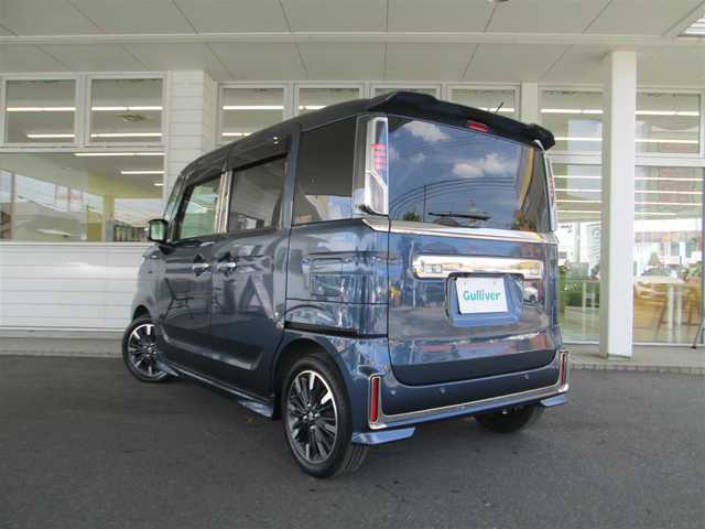 スズキ スペーシア カスタム HYBRID XS 千葉県 2022(令4)年 3.2万km インディゴブルーメタリック ワンオーナー/社外SDナビ、ワンセグTV/バックカメラ/オーディオ【CD/DVD/SD/USB】/デュアルカメラブレーキサポート/両側パワースライドドア/LEDヘッドライト&LEDフォグ/純正15インチアルミホイール/ウィンカードアミラー/ヘッドアップディスプレイ/ハーフレザーシート/シートヒーター/革巻きステアリング/前方ドライブレコーダー/ETC付き/新車整備手帳/取扱説明書/スペアキー