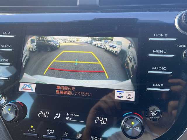 トヨタ カムリ WS 福井県 2019(令1)年 5.1万km アティチュードブラックマイカ/プラチナホワイトパールマイカ ワンオーナー/メーカーナビゲーション/フルセグテレビ/バックカメラ/プリクラッシュセーフティ/レーンキープアシスト/ヘッドアップディスプレイ/ブラインドスポットモニター/アダプティブクルーズコントロール/パドルシフト/ハーフレザーシート/D席パワーシート/ETC（ビルトイン）/クリアランスソナー/LEDヘッドライト/LEDフォグランプ/USBポート/純正18インチアルミホイール/前後ドライブレコーダー/ミラーヒーター/オートハイビーム/オートライト/オートリトラミラー/ステアリングリモコン/プッシュスタート/スマートキー/保証書/取扱説明書