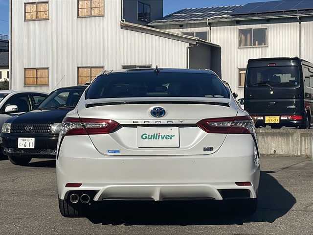 トヨタ カムリ WS 福井県 2019(令1)年 5.1万km アティチュードブラックマイカ/プラチナホワイトパールマイカ ワンオーナー/メーカーナビゲーション/フルセグテレビ/バックカメラ/プリクラッシュセーフティ/レーンキープアシスト/ヘッドアップディスプレイ/ブラインドスポットモニター/アダプティブクルーズコントロール/パドルシフト/ハーフレザーシート/D席パワーシート/ETC（ビルトイン）/クリアランスソナー/LEDヘッドライト/LEDフォグランプ/USBポート/純正18インチアルミホイール/前後ドライブレコーダー/ミラーヒーター/オートハイビーム/オートライト/オートリトラミラー/ステアリングリモコン/プッシュスタート/スマートキー/保証書/取扱説明書